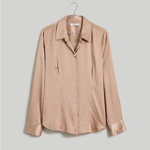 99 madewell no449 Plus Darted Satin Button-Up Shirt in matchstick size 28W